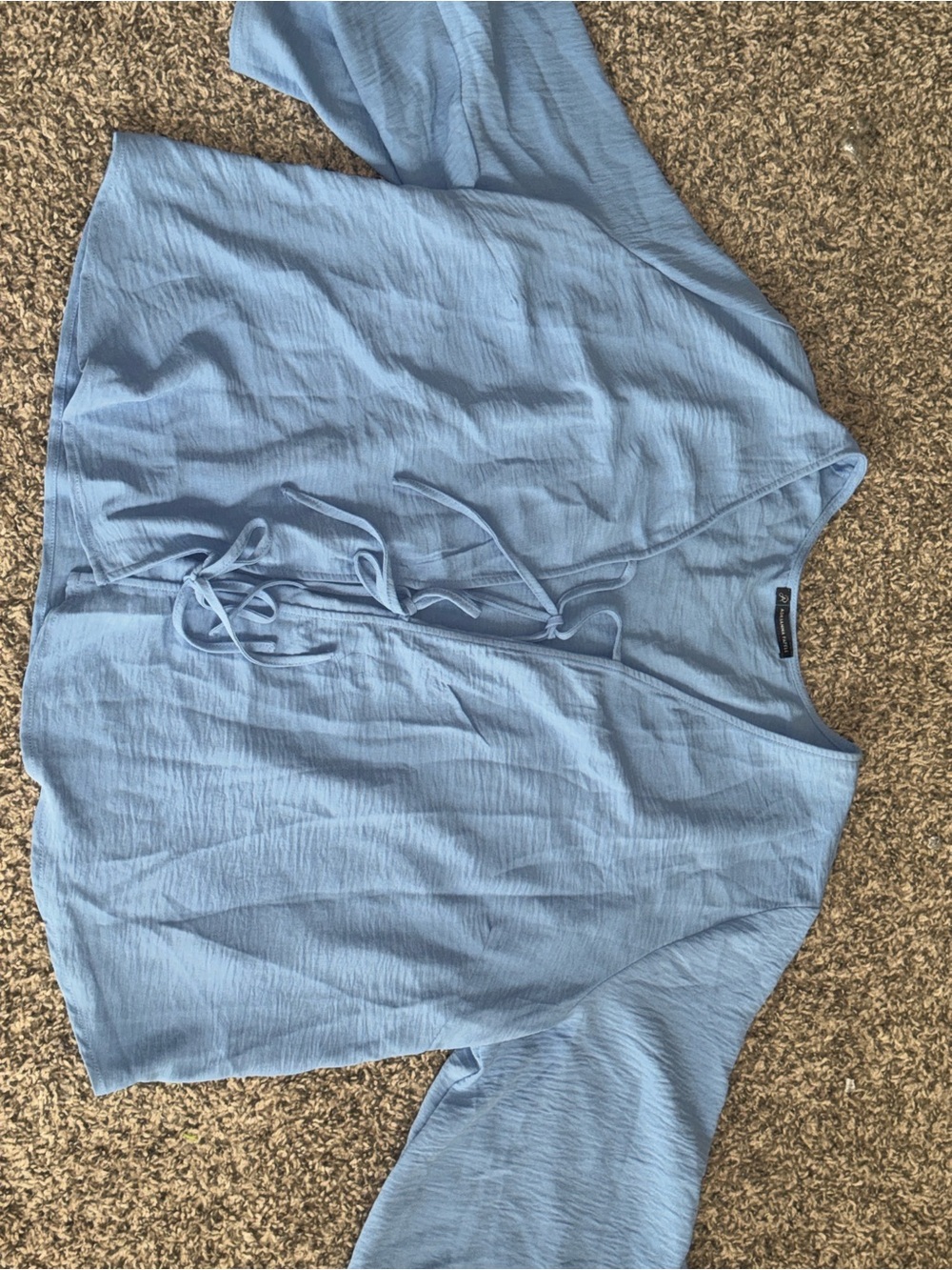 Adrianna Papell Light Blue V-Neck Wrap Polo